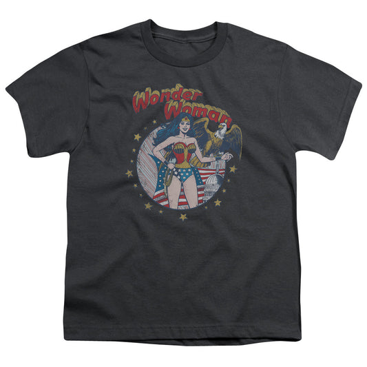 Justice League at Your Service Kids Youth T Shirt Charcoal Officially Licensed