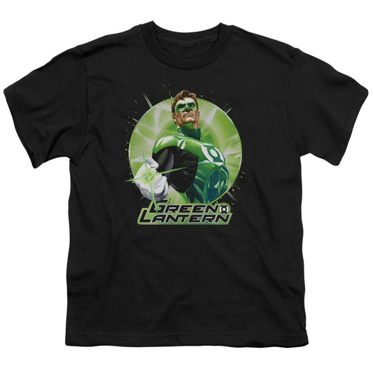 Justice League Green Static Kids Youth T Shirt Black Officially Licensed