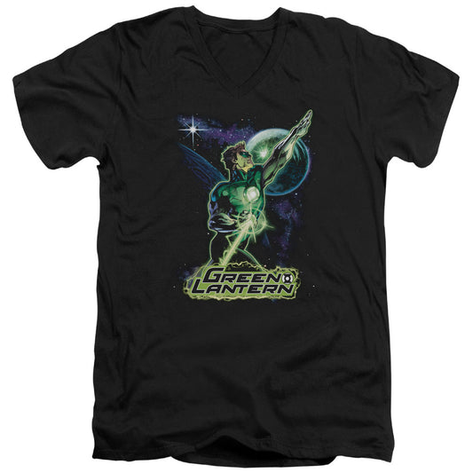 Justice League Hal Galaxy Mens Slim Fit V-Neck T Shirt Black Officially Licensed