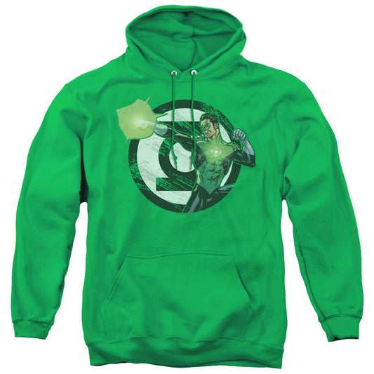 Justice League Blasting Logo Mens Hoodie Kelly Green Officially Licensed