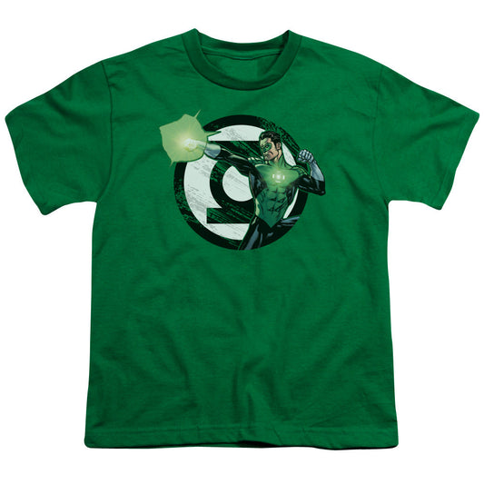Justice League Blasting Logo Kids Youth T Shirt Kelly Green Officially Licensed