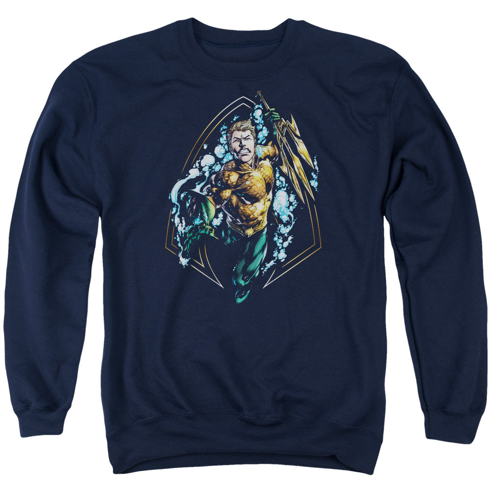 Justice League Of America Thrashing Mens Crewneck Sweatshirt Navy Officially Licensed