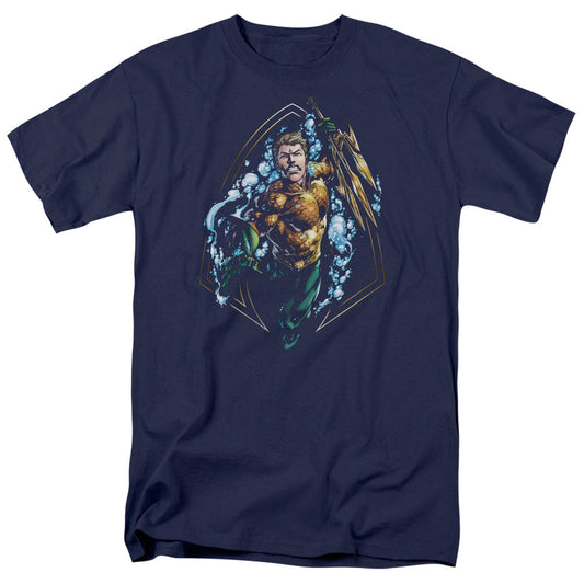 Justice League Thrashing Mens T Shirt Navy Blue Officially Licensed