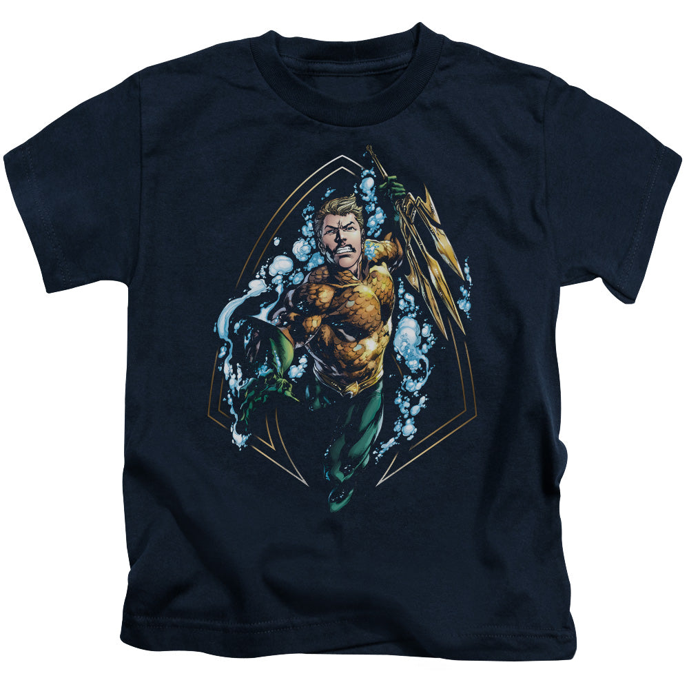 Justice League Thrashing Juvenile Kids Youth T Shirt Navy Blue Blue Officially Licensed