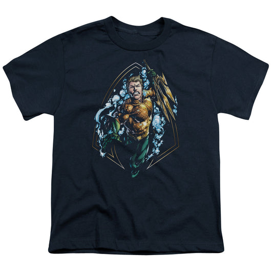 Justice League Thrashing Kids Youth T Shirt Navy Blue Blue Officially Licensed