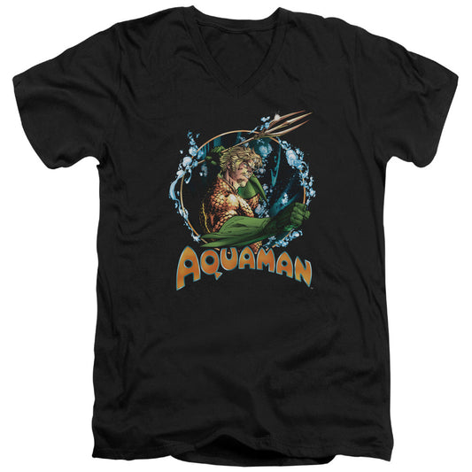 Justice League Ruler of the Seas Mens Slim Fit V-Neck T Shirt Black Officially Licensed