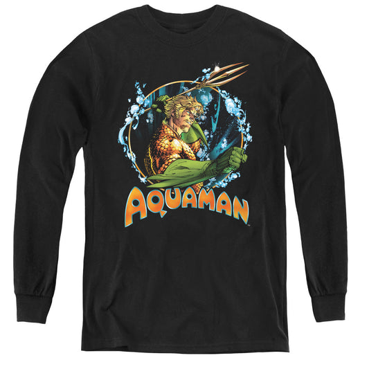 Justice League Ruler of the Seas Long Sleeve Kids Youth T Shirt Black Officially Licensed