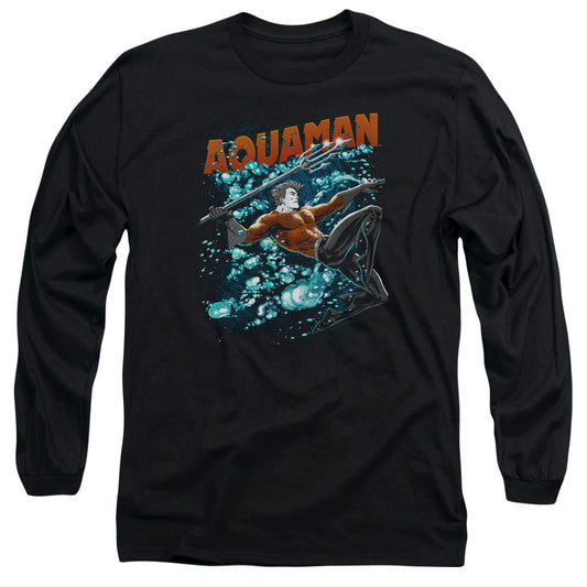 Justice League Aqua Bubbles Mens Long Sleeve Shirt Black Officially Licensed