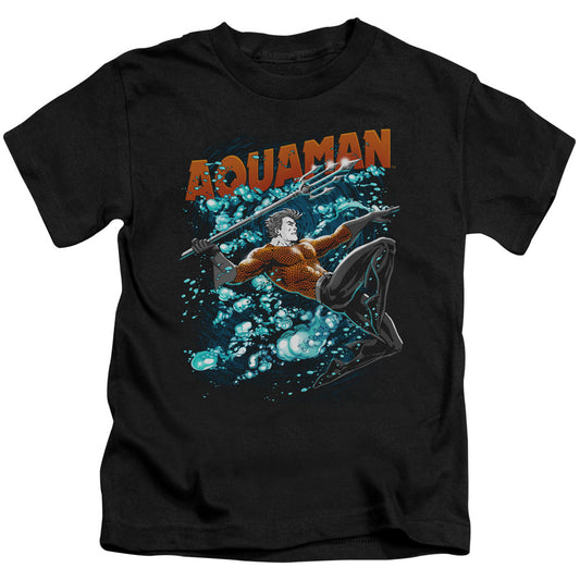 Justice League Aqua Bubbles Juvenile Kids Youth T Shirt Black Officially Licensed