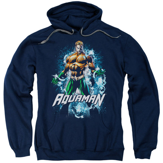 Justice League Water Powers Mens Hoodie Navy Blue Blue Officially Licensed