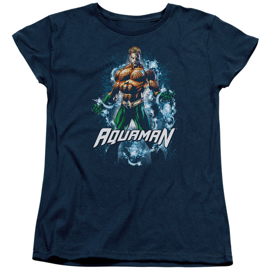 Justice League Water Powers Womens T Shirt Navy Blue Blue Officially Licensed