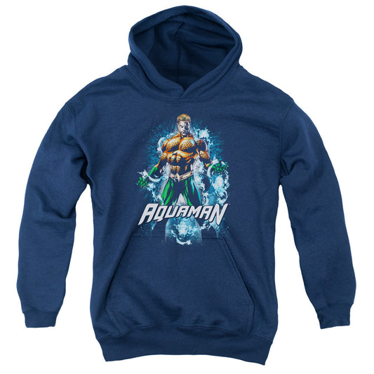 Justice League Water Powers Kids Youth Hoodie Navy Blue Blue Officially Licensed