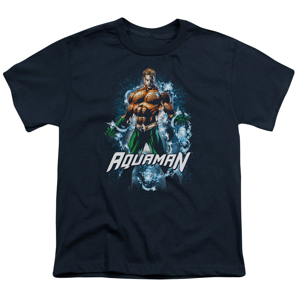 Justice League Water Powers Kids Youth T Shirt Navy Blue Blue Officially Licensed