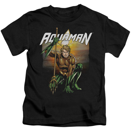 Justice League Beach Sunset Juvenile Kids Youth T Shirt Black Officially Licensed