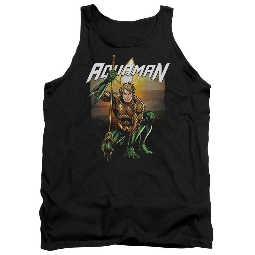 Justice League Beach Sunset Mens Tank Top Shirt Black Officially Licensed