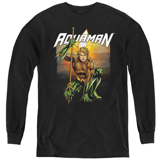 Justice League Beach Sunset Long Sleeve Kids Youth T Shirt Black Officially Licensed