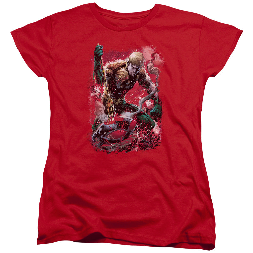 Justice League Finished Womens T Shirt Red Officially Licensed