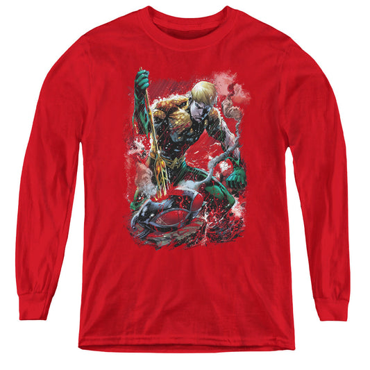 Justice League Finished Long Sleeve Kids Youth T Shirt Red Officially Licensed
