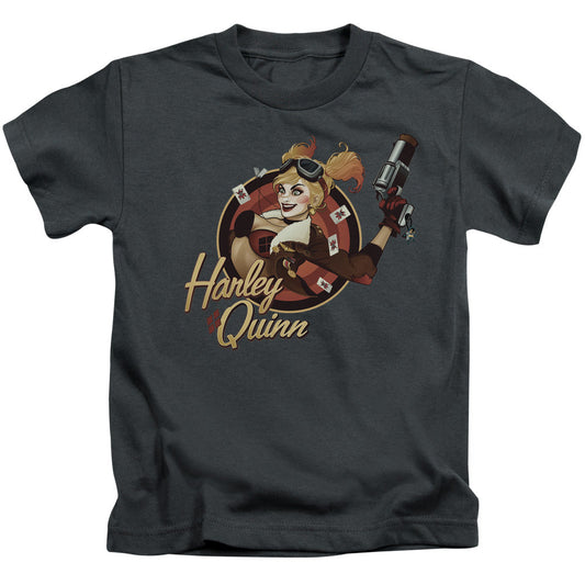 Justice League Harley Bomber Juvenile Kids Youth T Shirt Charcoal Officially Licensed