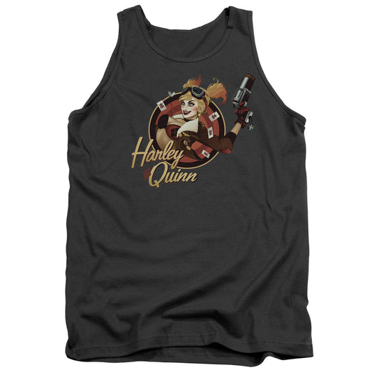 Justice League Assemble Harley Bomber Mens Tank Top Shirt Charcoal Officially Licensed