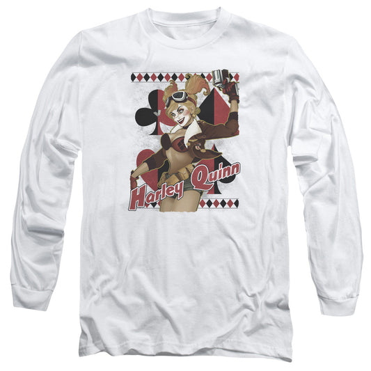 Justice League Harley Bombshetll Mens Long Sleeve Shirt White Officially Licensed