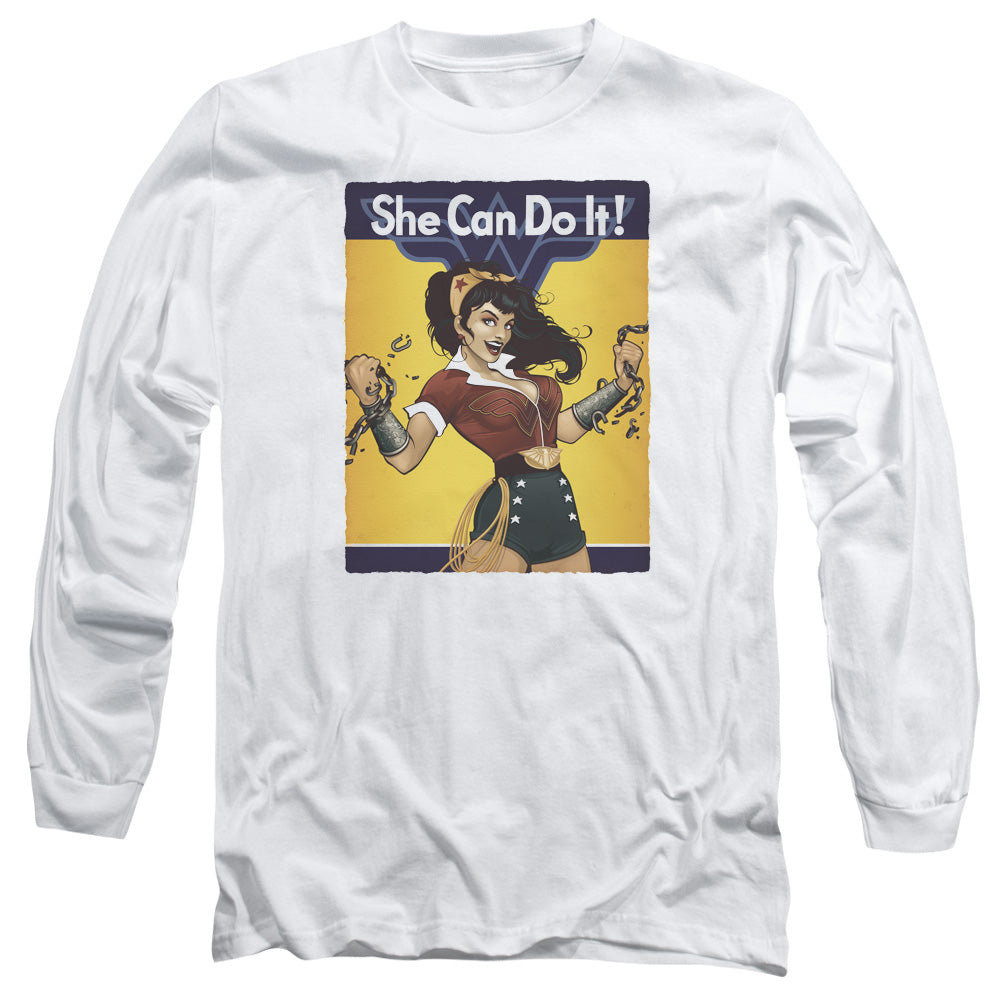 Justice League Wonder Bombshell Mens Long Sleeve Shirt White Officially Licensed