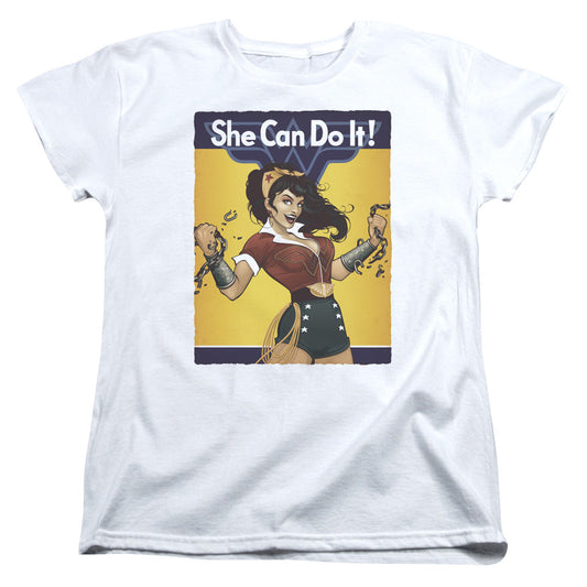 Justice League Wonder Bombshell Womens T Shirt White Officially Licensed