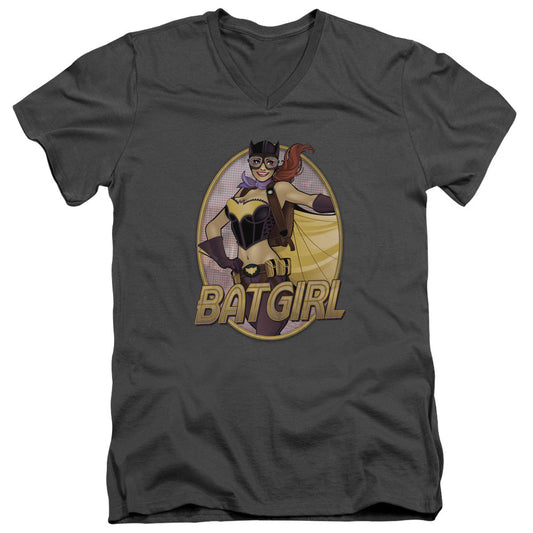 Justice League Batgirl Bombshell Mens Slim Fit V-Neck T Shirt Charcoal Officially Licensed