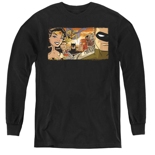 Justice League Cinematic League Long Sleeve Kids Youth T Shirt Black Officially Licensed