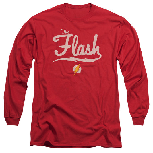 Justice League Old School Flash Mens Long Sleeve Shirt Red Officially Licensed