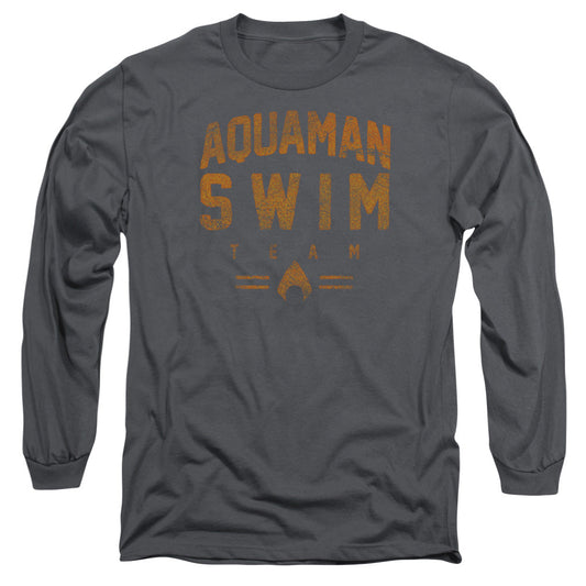 Justice League Swin Team Mens Long Sleeve Shirt Charcoal Officially Licensed