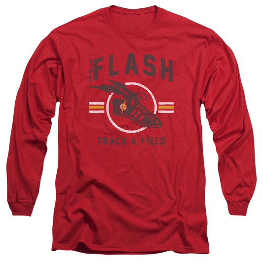 Justice League Track and Field Mens Long Sleeve Shirt Red Officially Licensed