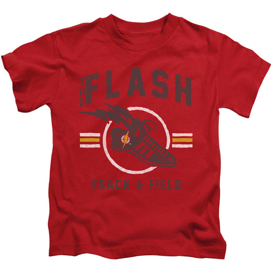 Justice League Track and Field Juvenile Kids Youth T Shirt Red Officially Licensed