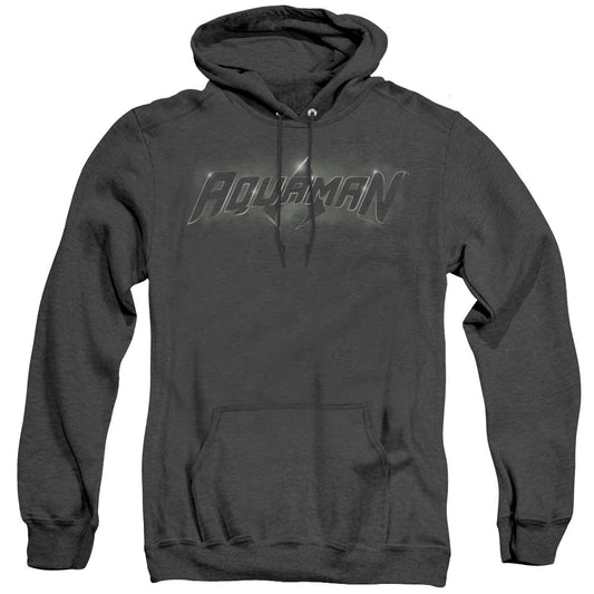 Justice League Aquaman Title Heather Mens Hoodie Black Officially Licensed