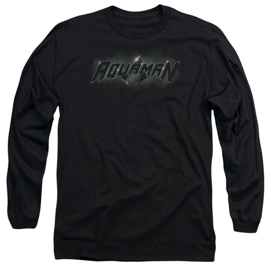 Justice League Aquaman Title Mens Long Sleeve Shirt Black Officially Licensed