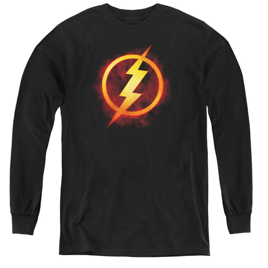 Justice League Flash Title Long Sleeve Kids Youth T Shirt Black Officially Licensed