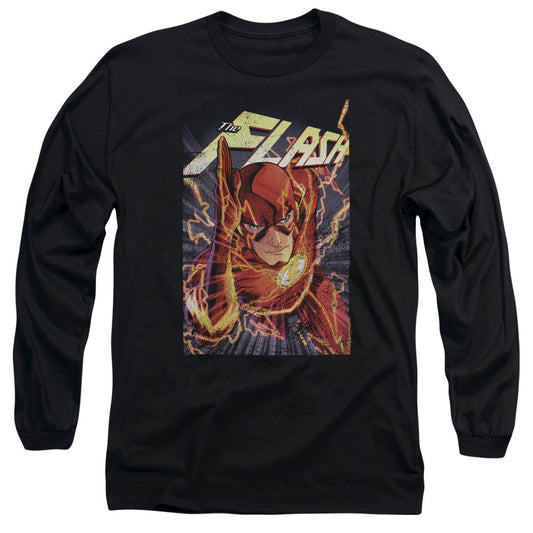 Justice League Flash One Mens Long Sleeve Shirt Black Officially Licensed