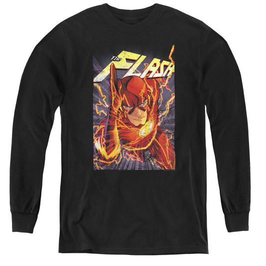 Justice League Flash One Long Sleeve Kids Youth T Shirt Black Officially Licensed