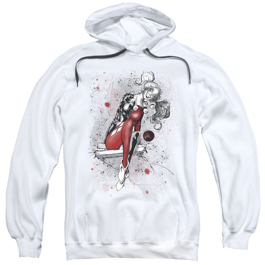 Justice League Harley Sketch Mens Hoodie White Officially Licensed