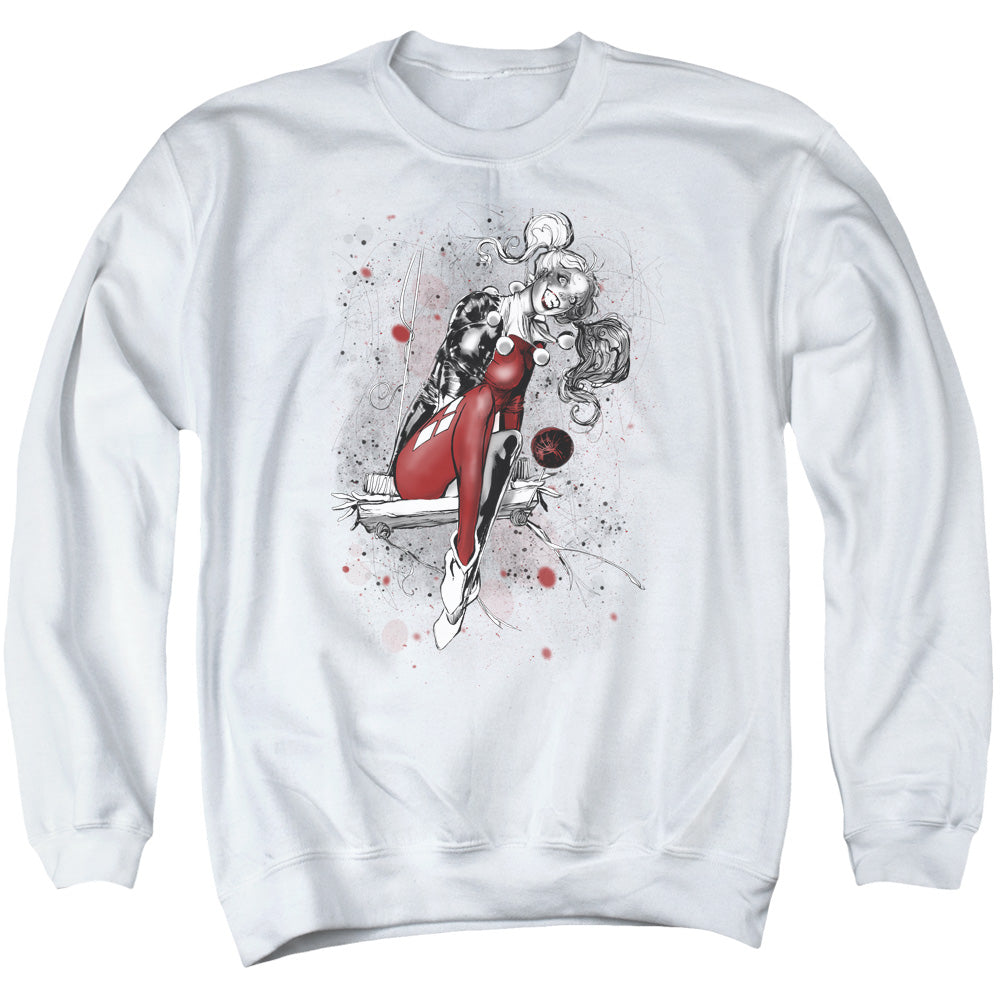 Justice League Of America Harley Sketch Mens Crewneck Sweatshirt White Officially Licensed