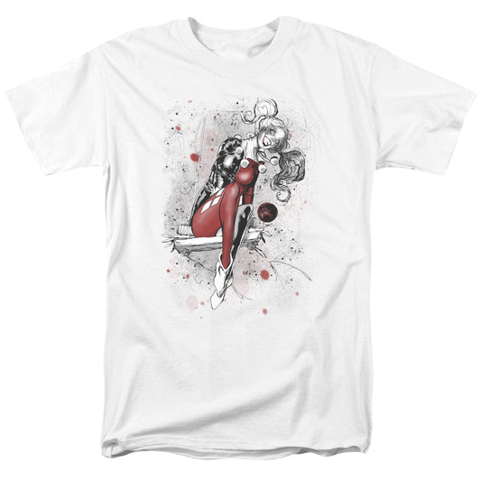 Justice League Of America Harley Sketch Mens T Shirt White Officially Licensed