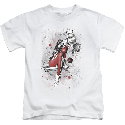Justice League Harley Sketch Juvenile Kids Youth T Shirt White Officially Licensed
