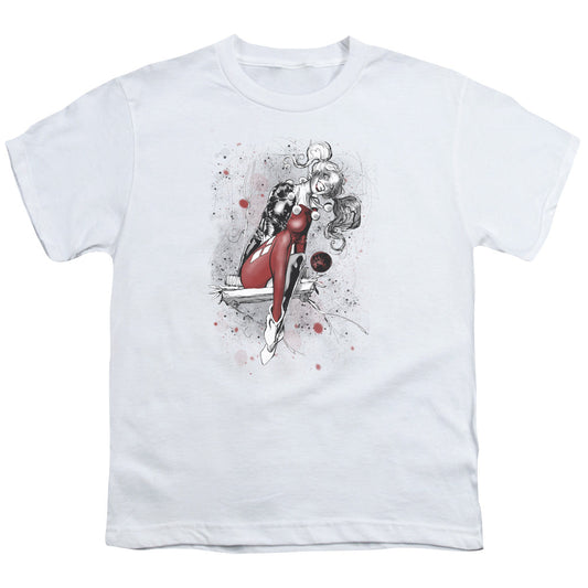 Justice League Harley Sketch Kids Youth T Shirt White Officially Licensed