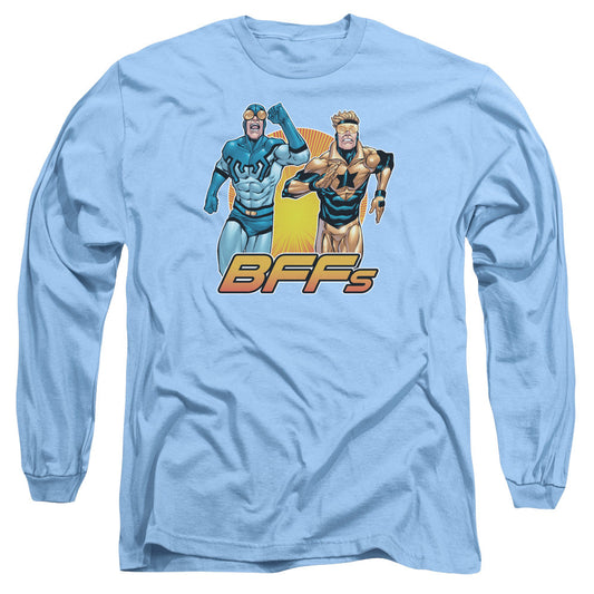 Justice League Booster Beetle Bff Mens Long Sleeve Shirt Carolina Blue Officially Licensed