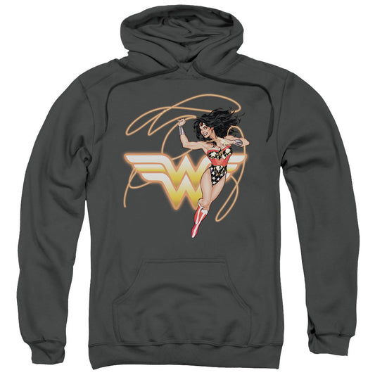 Justice League Glowing Lasso Mens Hoodie Charcoal Officially Licensed