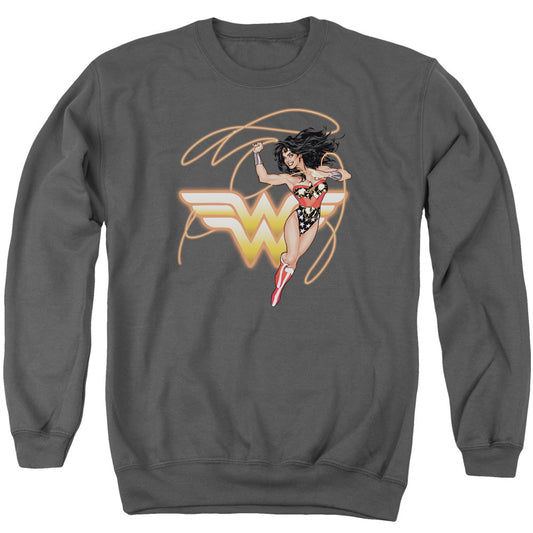 Justice League Glowing Lasso Mens Crewneck Sweatshirt Charcoal Officially Licensed