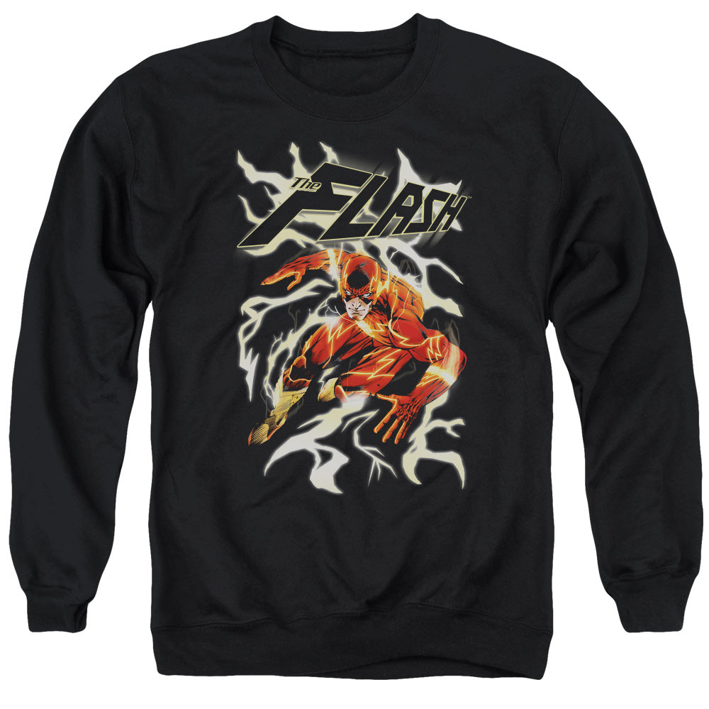 Justice League Of America Electric Run Mens Crewneck Sweatshirt Black Officially Licensed