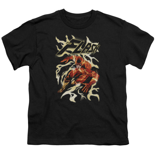Justice League Electric Run Kids Youth T Shirt Black Officially Licensed