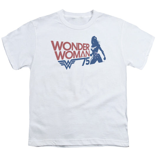 Wonder Woman Ww75 Silhouette Kids Youth T Shirt White Officially Licensed
