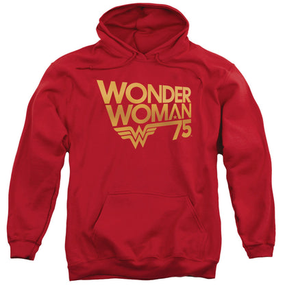 Wonder Woman Wonder Woman 75Th Anniversary Gold Logo Mens Hoodie Red Officially Licensed